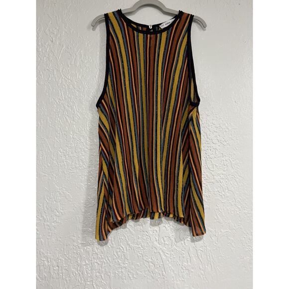 ZARA Knit Women's Colorful Striped Knit Tank Top Shimmer Sz L - Picture 2 of 7